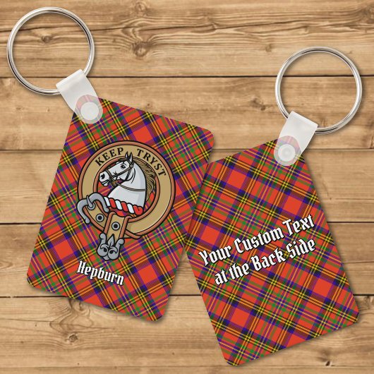 Clan Hepburn Crest over Tartan Sleutelhanger