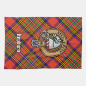 Clan Hepburn Crest over Tartan Theedoek (Horizontaal)