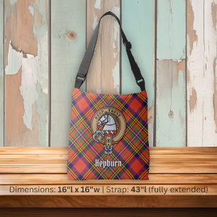 Clan Hepburn Wapen over Tartan Crossbody Tas