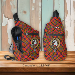 Clan Hepburn Wapen over Tartan Sling Bag