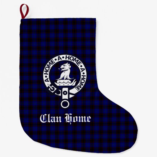Clan Home Crest Badge en Tartan Grote Kerstsok (Voorkant)