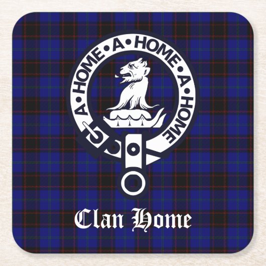 Clan Home Crest Badge en Tartan Kartonnen Onderzetters (Voorkant)