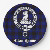 Clan Home Crest Badge en Tartan Papieren Bordje (Voorkant)