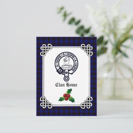 Clan Home Crest Badge & Tartan Holiday Briefkaart (Staand voorkant)