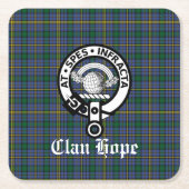 Clan Hope Crest Badge & Tartan Kartonnen Onderzetters (Voorkant)