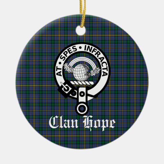 Clan Hope Crest Badge & Tartan Keramisch Ornament (Voorkant)