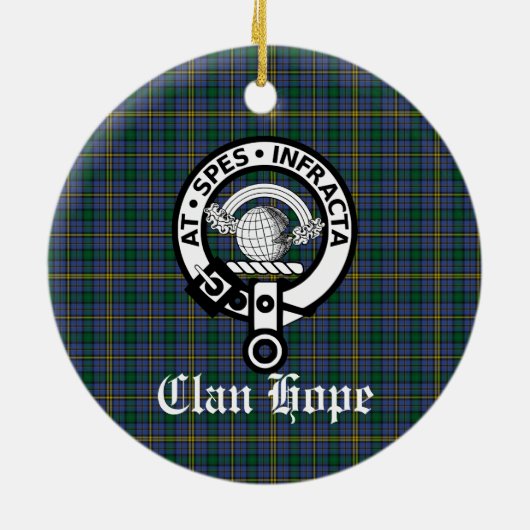 Clan Hope Crest Badge & Tartan Keramisch Ornament (Achterkant)