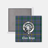 Clan Hope Crest Badge & Tartan Magneet (Voorkant / Achterkant)