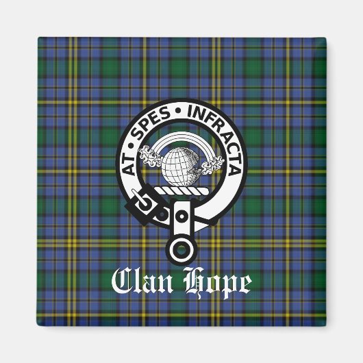 Clan Hope Crest Badge & Tartan Magneet (Voorkant)