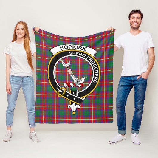 Clan Hopkirk Schotse Ruit Plaid Fleece Deken (In situ)