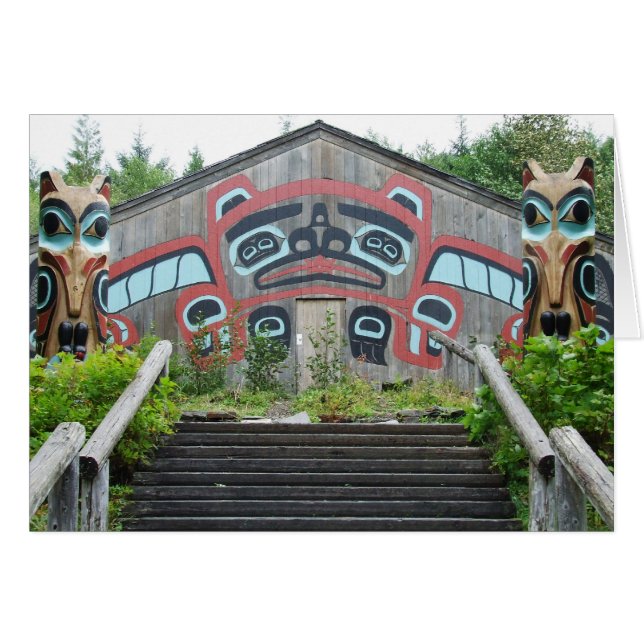 Clan house en totem poles, Ketchikan, Alaska (Voorkant Horizontaal)