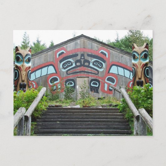 Clan house en totem poles, Ketchikan, Alaska Briefkaart (Voorkant)