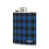 Clan Hume Tartan Blauw en Zwart Plaid Monogram Heupfles (Links)