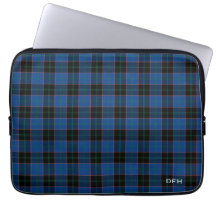 Clan Hume Tartan Blauw en Zwart Plaid Monogram