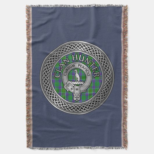 Clan Hunter Crest & Tartan Knot Deken (Voorkant Verticaal)
