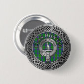 Clan Hunter Crest & Tartan Knot Ronde Button 5,7 Cm (Voorkant /achterkant)