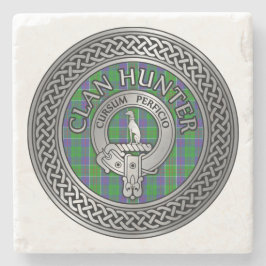 Clan Hunter Crest & Tartan Knot Stenen Onderzetter