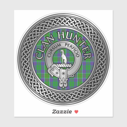 Clan Hunter Crest & Tartan Knot Sticker (Vel)