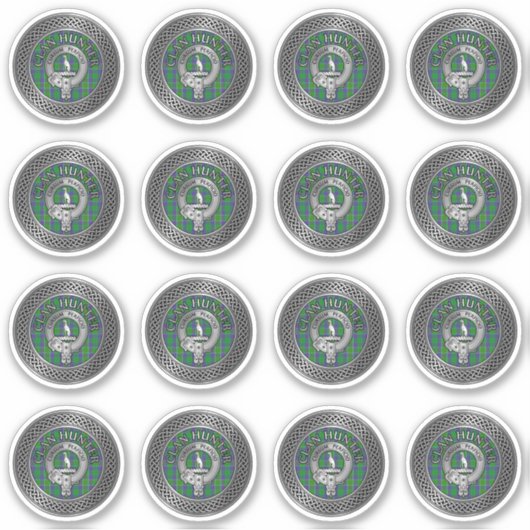 Clan Hunter Crest & Tartan Knot Sticker (Voorkant)