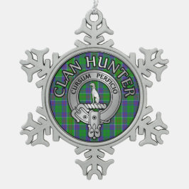 Clan Hunter Crest & Tartan Tin Sneeuwvlok Ornament