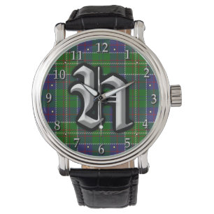 Clan Hunter Letter H Monogram Tartan Horloge