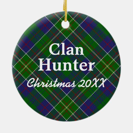 Clan Hunter Scottish Tartan Keramisch Ornament (Achterkant)