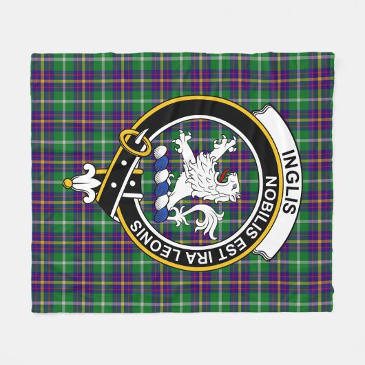 Clan Inglis Tartan Pset Fleece Deken (Voorkant (Horizontaal))