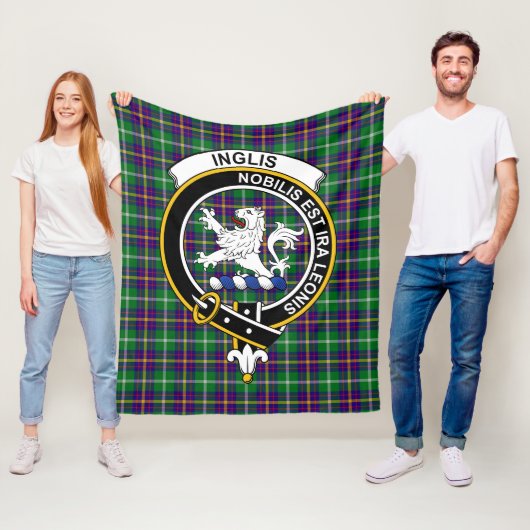 Clan Inglis Tartan Schots geruit kleed Fleece Deken (In situ)