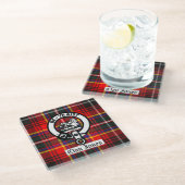 Clan Innes Crest Badge en Tartan Glazen Onderzetter (Schuin)