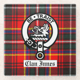 Clan Innes Crest Badge en Tartan Glazen Onderzetter
