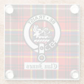 Clan Innes Crest Badge en Tartan Glazen Onderzetter (Achterkant)