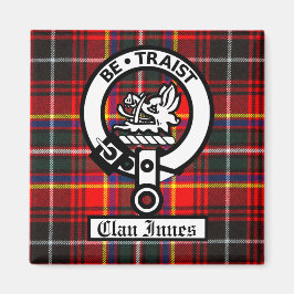 Clan Innes Crest Badge en Tartan Magneet
