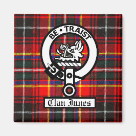 Clan Innes Crest Badge en Tartan Magneet