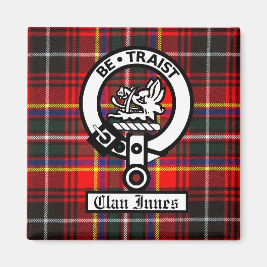 Clan Innes Crest Badge en Tartan Magneet (Voorkant)