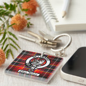 Clan Innes Crest Badge en Tartan Sleutelhanger (Voorkant Rechts)