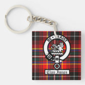 Clan Innes Crest Badge en Tartan Sleutelhanger (voorkant)