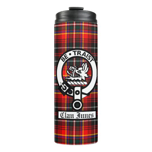 Clan Innes Crest Badge en Tartan Thermosbeker (Voorkant)