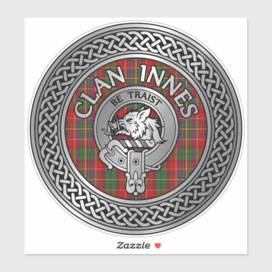 Clan Innes Crest & Tartan Sticker (Vel)