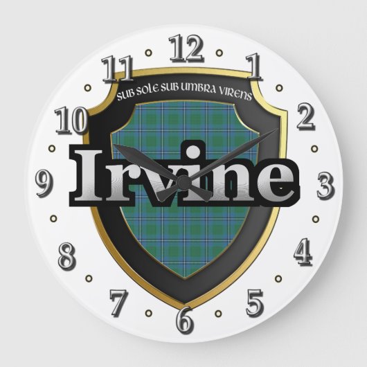 Clan Irvine Tartan Scottish Dream Clock Grote Klok (Voorkant)