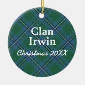 Clan Irwin Scottish Tartan Keramisch Ornament (Voorkant)