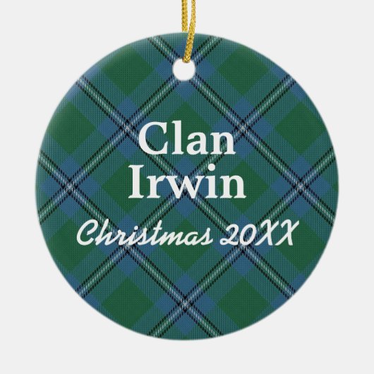 Clan Irwin Scottish Tartan Keramisch Ornament (Voorkant)