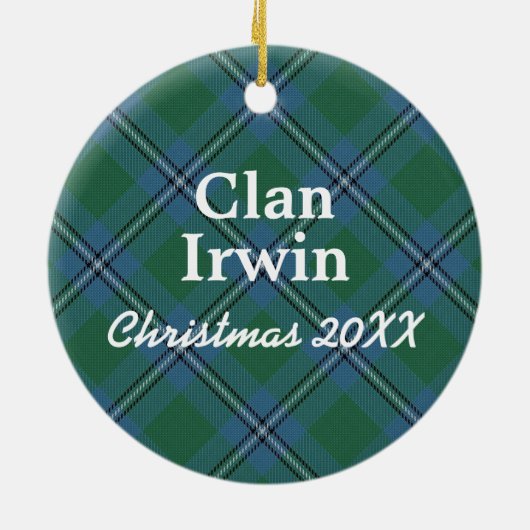 Clan Irwin Scottish Tartan Keramisch Ornament (Achterkant)