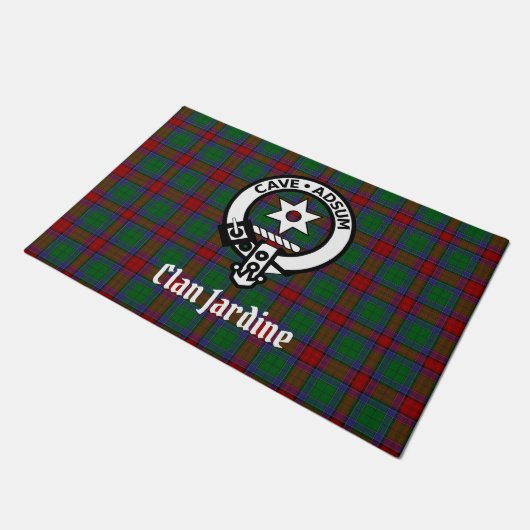 Clan Jardine Crest Badge en Tartan Deurmat (Schuin)