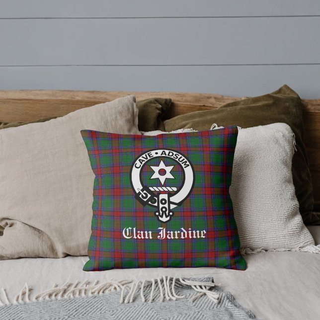 Clan Jardine Crest Badge en Tartan Kussen (Creator heeft geüpload)