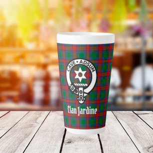 Clan Jardine Crest Badge en Tartan Latte Mok