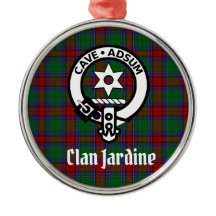 Clan Jardine Crest Badge en Tartan