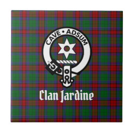 Clan Jardine Crest Badge en Tartan Tegeltje