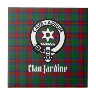 Clan Jardine Crest Badge en Tartan Tegeltje