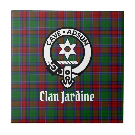 Clan Jardine Crest Badge en Tartan Tegeltje (Voorkant)