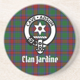 Clan Jardine Crest Badge en Tartan Zandsteen Onderzetter